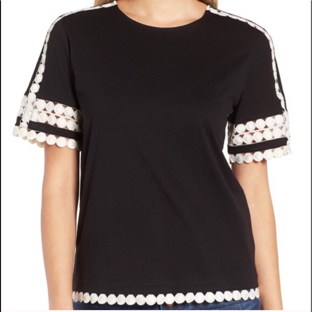 J Crew Black Top Off-White Trim XXS